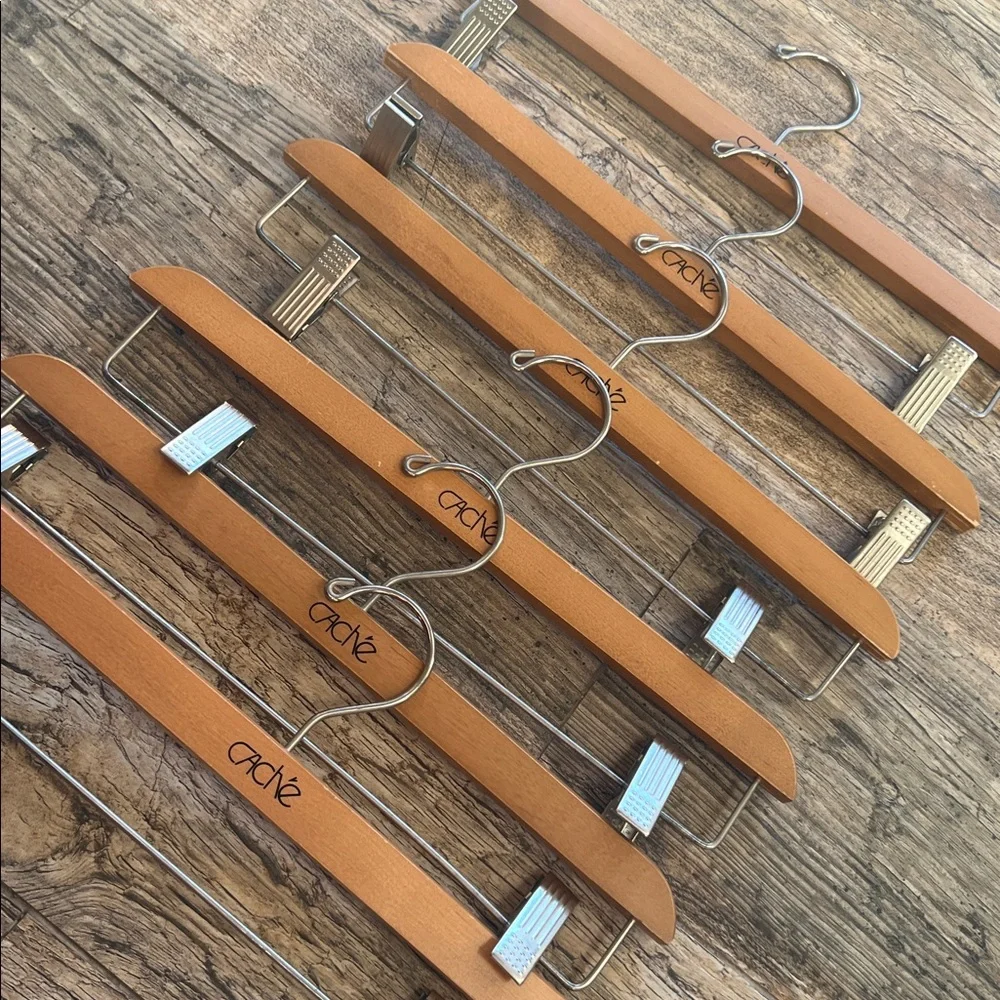 Cache Wooden Pants Hanger with Metal Clips - Set of 6